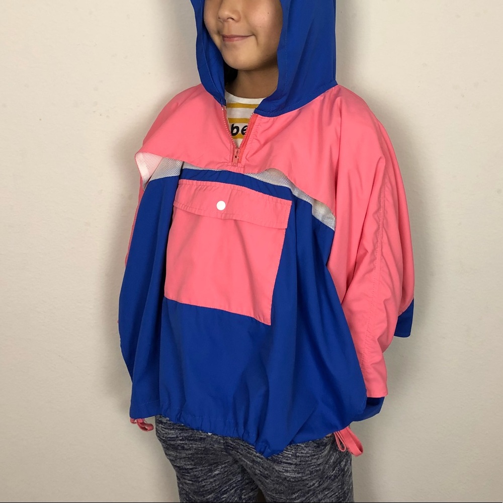 Girls Windbreaker Poncho with hood.